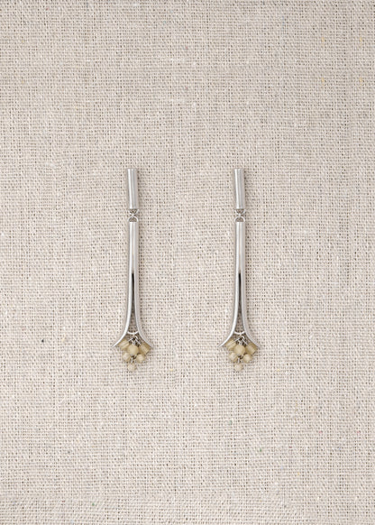 RIVERLAKE Oasis Earrings crafted from sheep horn, featuring a unique, organic shape and earthy tones.