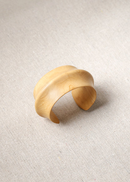 Aurelian cuff bracelet in boxwood by RIVERLAKE, featuring a smooth, natural wood finish and elegant design.