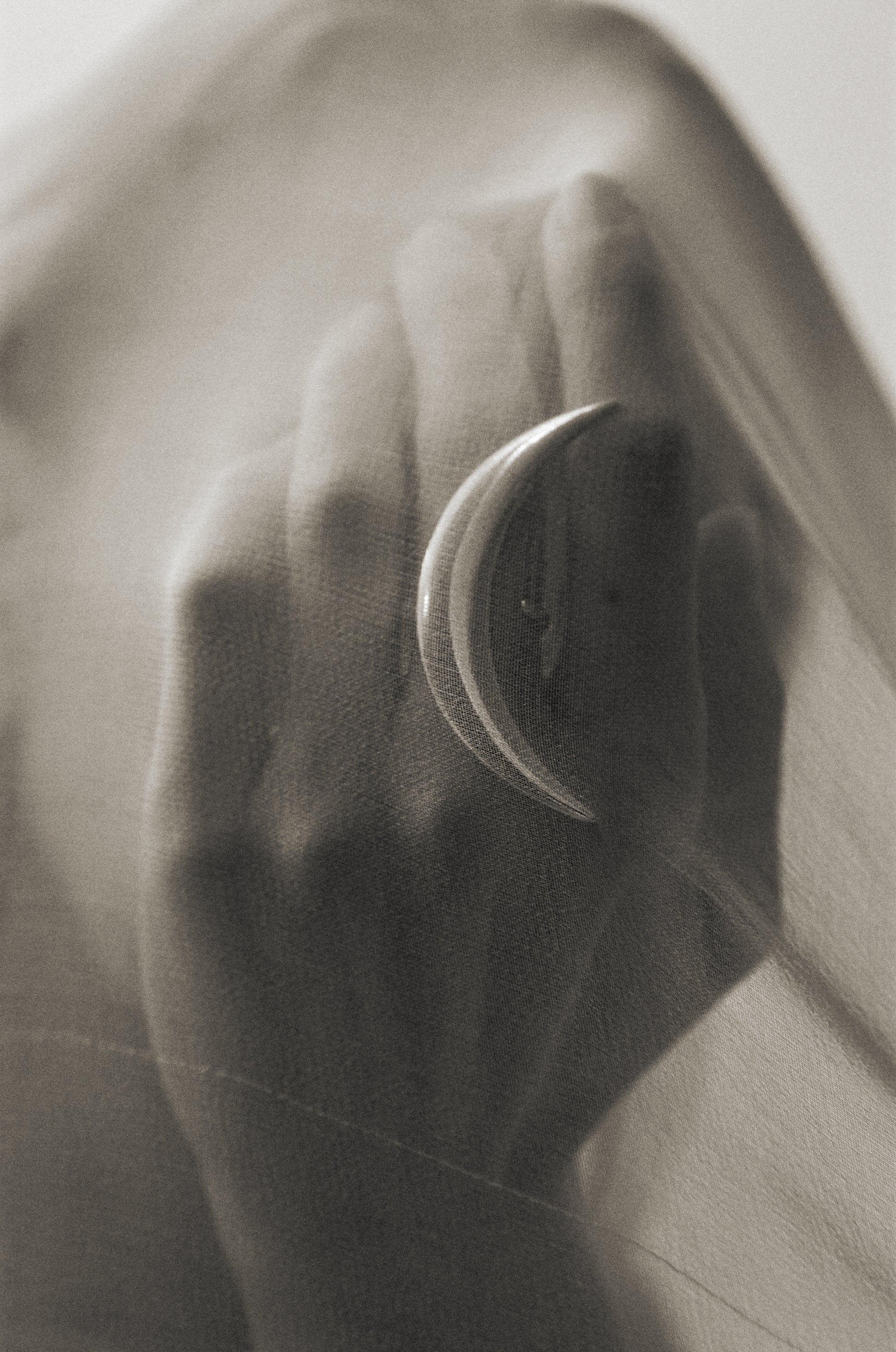 Sterling silver moon ring by RIVERLAKE featuring a crescent design with intricate detailing and a polished finish.