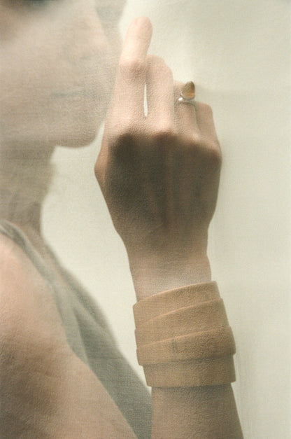 Seed Enclave Ring by RIVERLAKE featuring intricate design in natural sheep horn material.