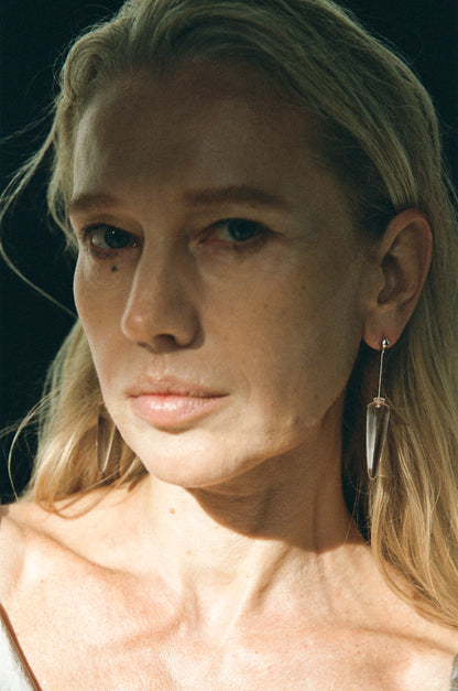 RIVERLAKE Quartz Phial of Light Earrings featuring elegant, shimmering design and delicate metal accents.