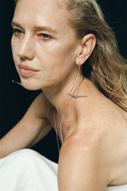 Long Drift Anchor Dangle Earrings by RIVERLAKE featuring intricate anchor designs and elegant dangling style.