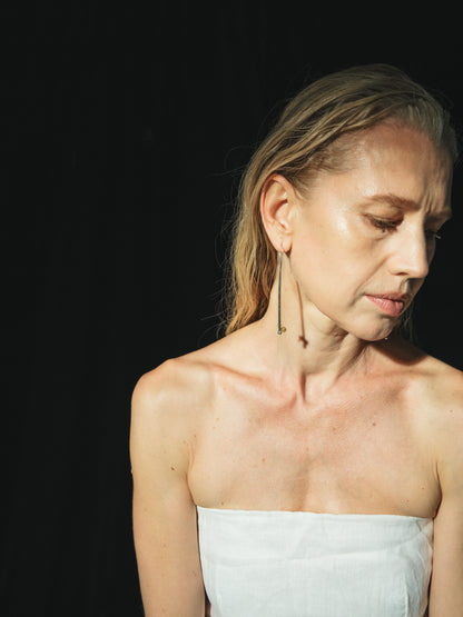 RIVERLAKE Long Branch Earrings crafted from natural sheep horn, showcasing an elegant, organic design.