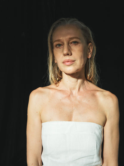 Long Branch Earrings by RIVERLAKE crafted from natural sheep horn with an elegant, organic design.