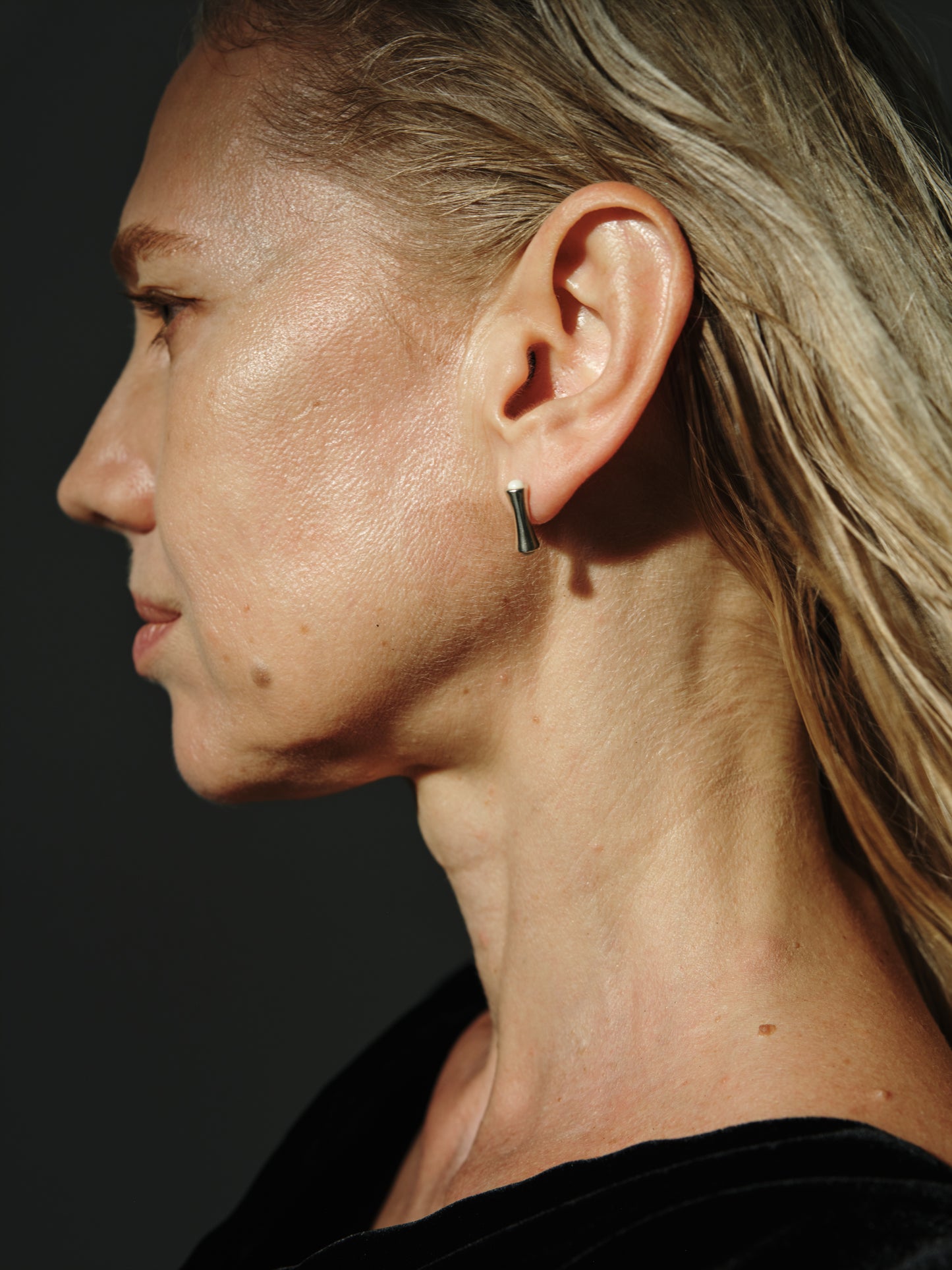 Cove Studs earrings made from natural sheep horn by RIVERLAKE, featuring a unique, earthy design.