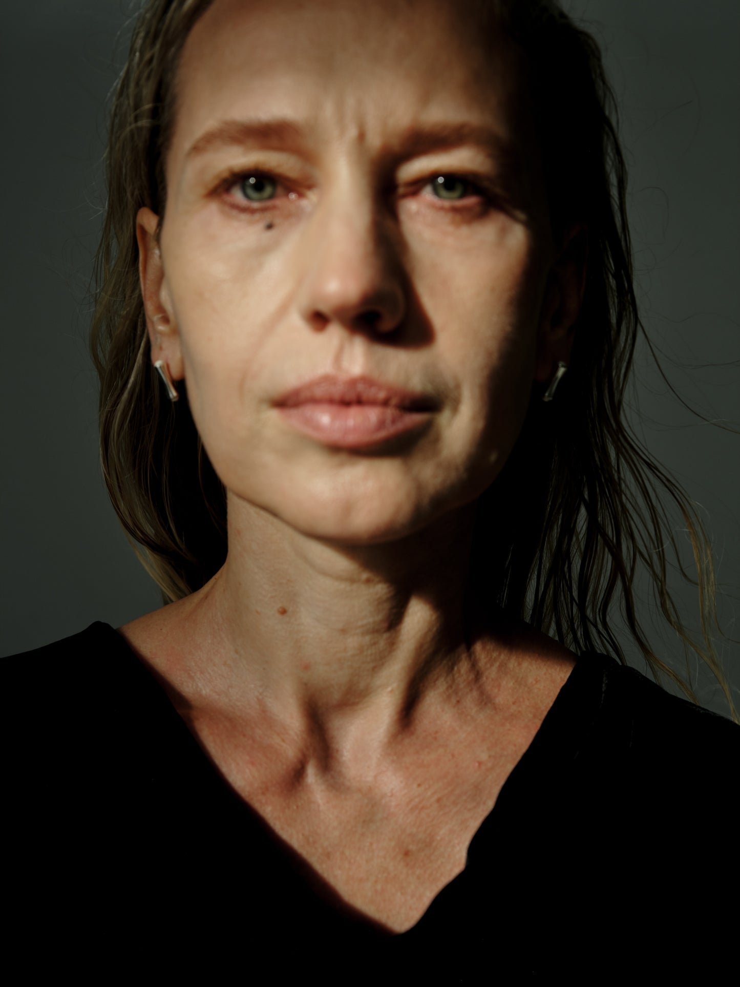 Cove Studs in Sheep Horn by RIVERLAKE featuring unique horn texture and elegant design.