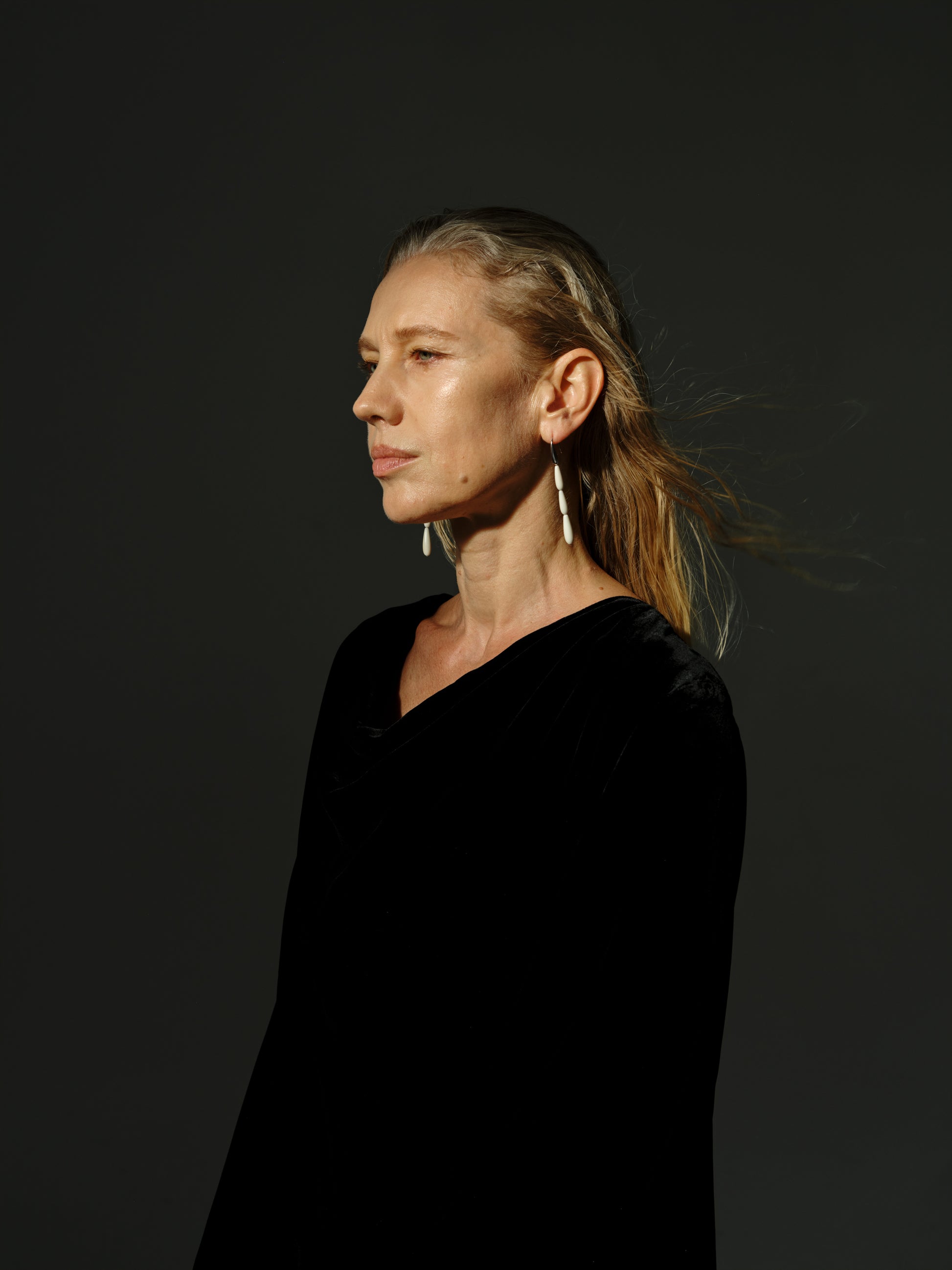 Long spring earrings in antler design by RIVERLAKE, featuring a sleek, elongated silhouette and natural texture.