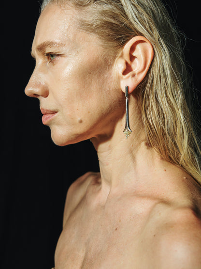 Oasis earrings made of sheep horn by RIVERLAKE, showcasing an elegant, natural design with unique textures.