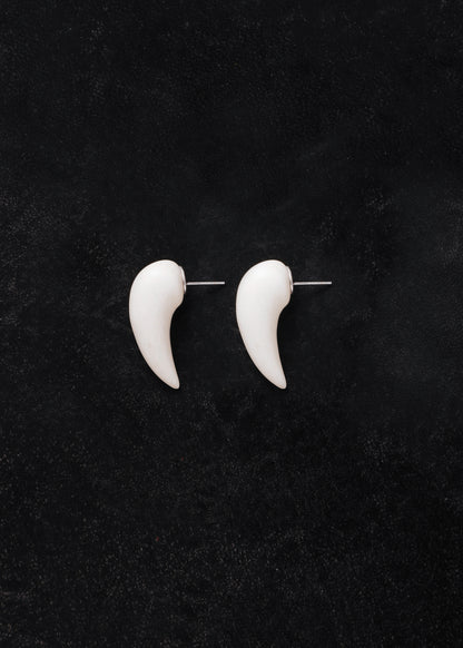 Medium antler fang earrings by RIVERLAKE, featuring a unique design in white, perfect for adding flair to any outfit.