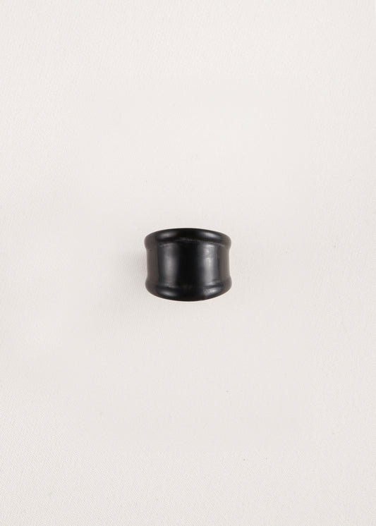 Muted Ridge Ring in Black Buffalo Horn by RIVERLAKE, featuring a unique textured design and smooth finish.