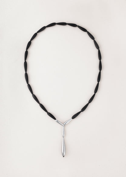 Black buffalo horn Spring necklace by RIVERLAKE, featuring a unique, organic design and elegant finish.
