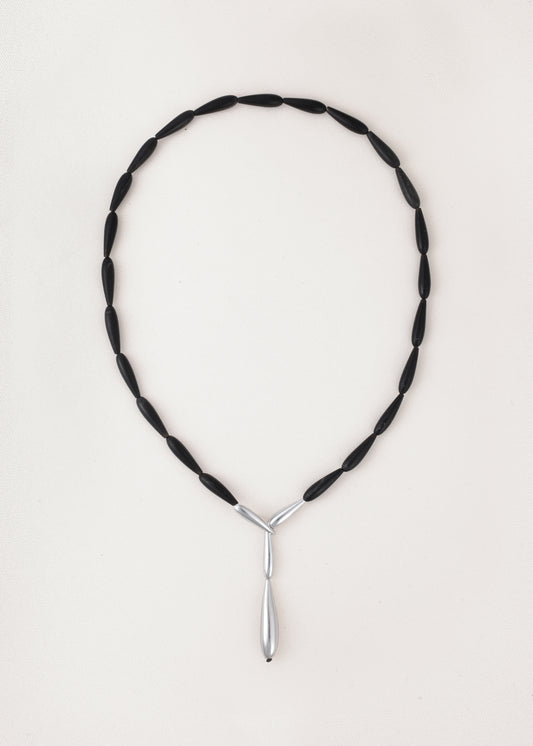 Black buffalo horn Spring necklace by RIVERLAKE, featuring a unique, organic design and elegant finish.