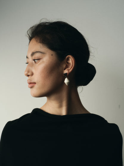 Black buffalo horn cone drop earrings by RIVERLAKE featuring a sleek, modern design and elegant dangling style.