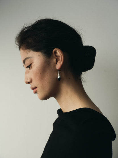 Black buffalo horn Dewdrop earrings by RIVERLAKE, showcasing an elegant teardrop design with a glossy finish.