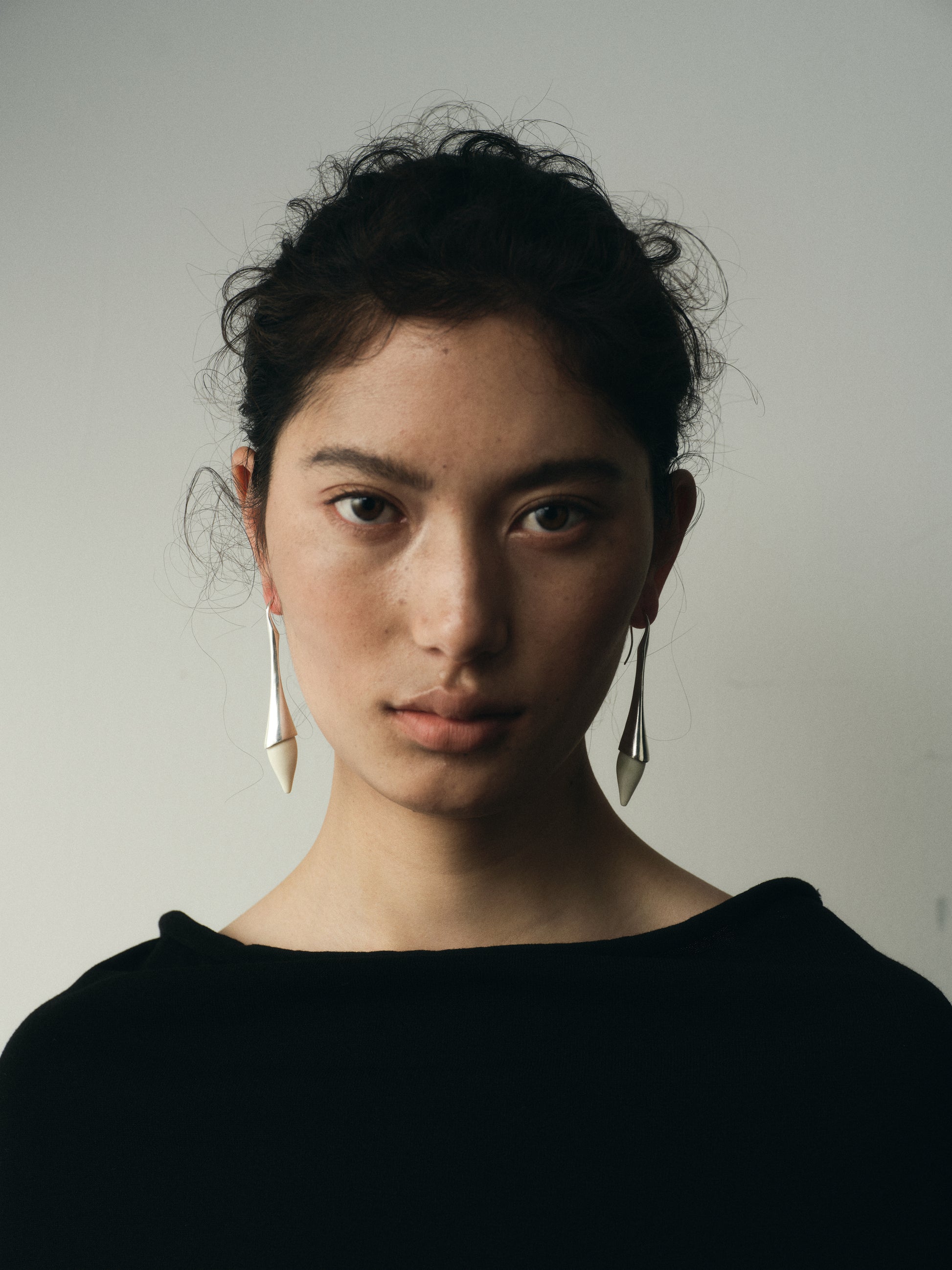 Black buffalo horn Dusk Drop Earrings by RIVERLAKE, featuring a sleek, modern design and elegant drop shape.