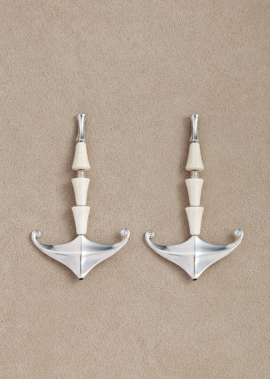 RIVERLAKE anchor earrings featuring a unique antler design, showcasing intricate details and a stylish finish.