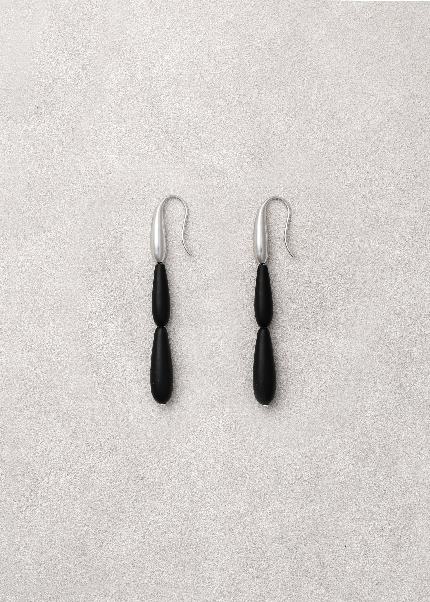 Black buffalo horn short spring earrings by RIVERLAKE, showcasing a sleek and modern design.