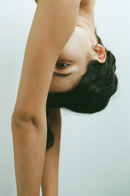 RIVERLAKE Leaf Spirit Earrings featuring intricate leaf designs in gold-tone metal with elegant drop accents.