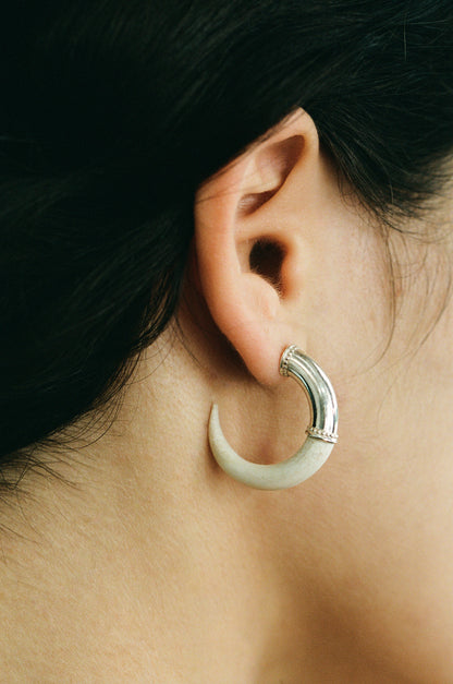 RIVERLAKE Arc Earrings in Antler featuring a curved design and earthy tones, perfect for adding elegance to any outfit.